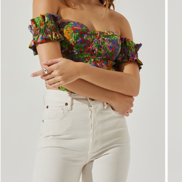 ASTR the Label Print Off Shoulder Corset Top - Picture 3 of 10